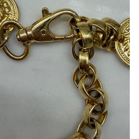 Vintage Lion Head Coin Medallion Chain Belt Womens Gold Baroque Statement main image 4
